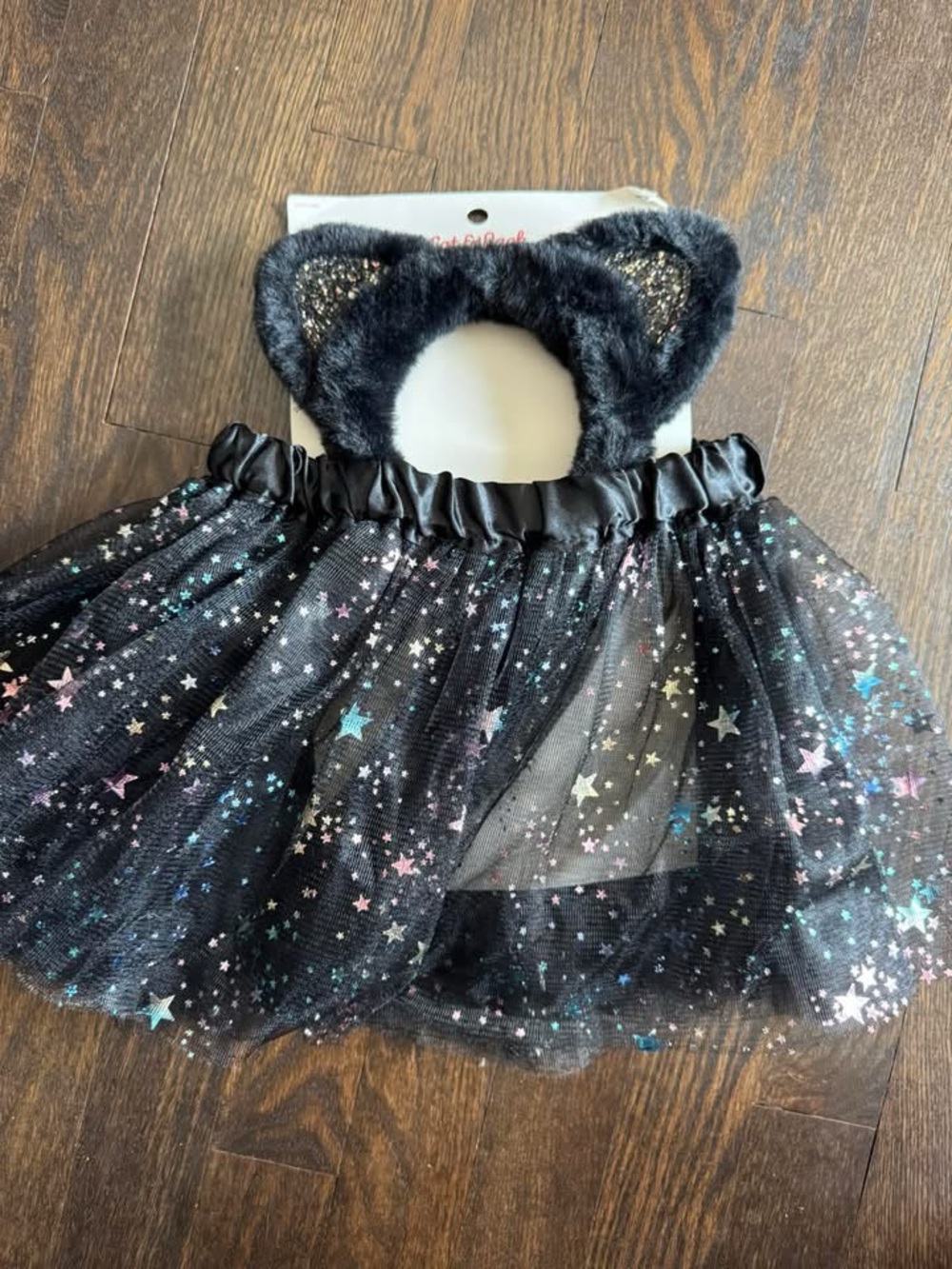 Black Star Tulle Skirt & Faux Fur Cat Ears Kids Costume Set